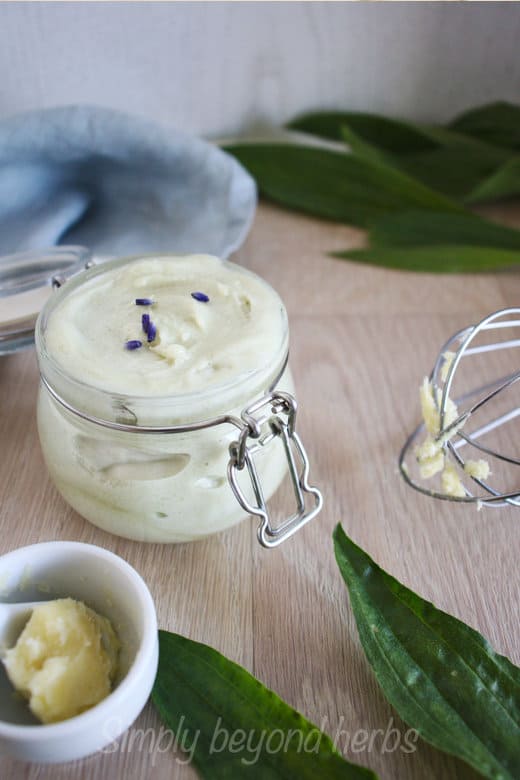 plantain whipped body butter to revitalize your skin, body whipped cream with plantain and lavender
