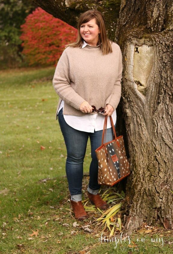 a curvy girls guide for wearing chunky sweaters, Curvy Girl in a Chunky Sweater Winter Sweater and Booties