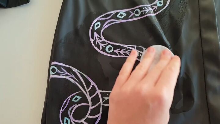 painting tutorial create an awesome ouija board dress for halloween, Painting snake sketch
