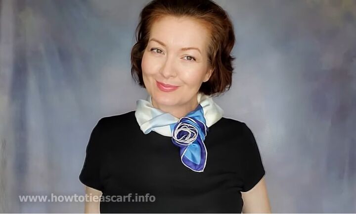 how to wear a silk scarf to elevate any outfit, Completed rose twist silk scarf