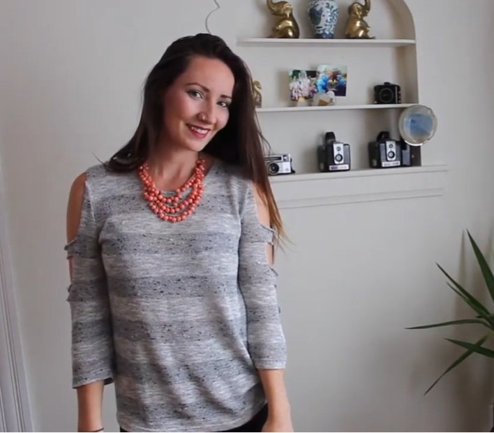 revamp your old sweaters with these 2 awesome upcycle ideas, Completed cold shoulder DIY sweater