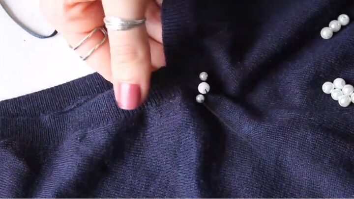 revamp your old sweaters with these 2 awesome upcycle ideas, Sewing beads onto sweater
