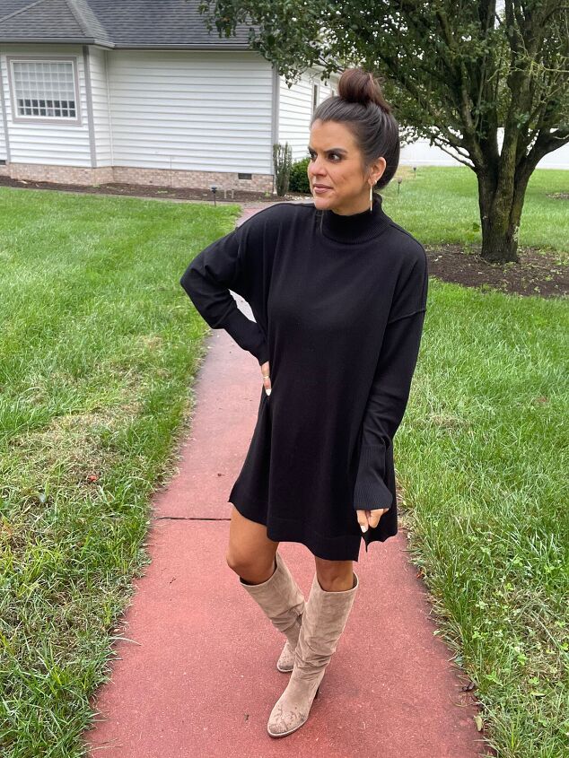 styling a black sweater dress