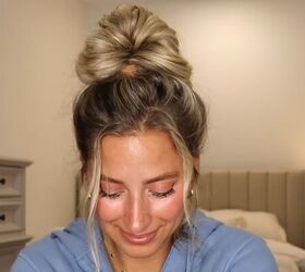 4 pretty messy high bun hairstyle ideas, Completed donut bun