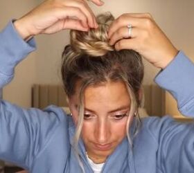 4 pretty messy high bun hairstyle ideas, Creating twist bun hairstyle