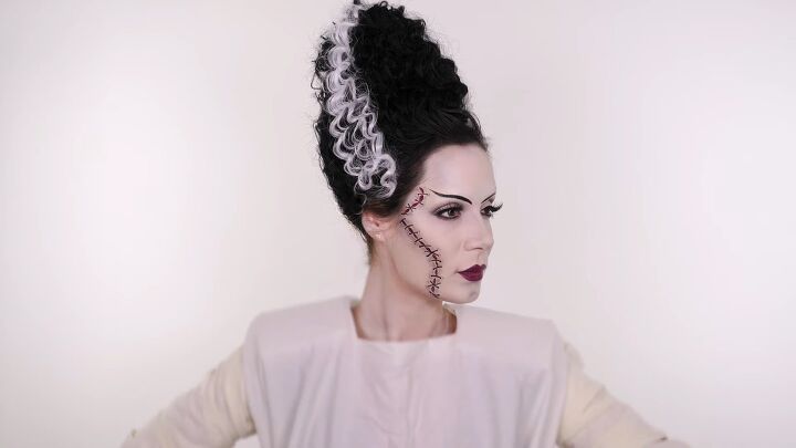 halloween bride of frankenstein makeup tutorial, Completed Frankenstein s Bride makeup