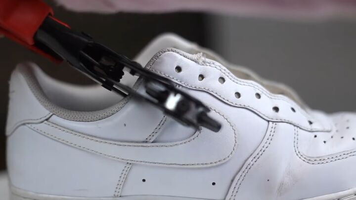 sneakers diy how to transform old shoes, Punching holes