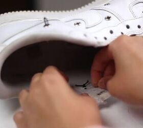 sneakers diy how to transform old shoes, Securing the string