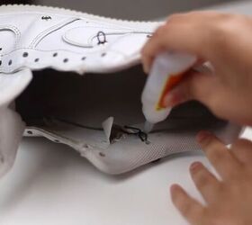 sneakers diy how to transform old shoes, Securing the string