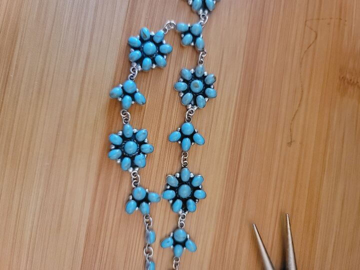 how i turned a turquoise necklace into earrings 2 bracelets instead