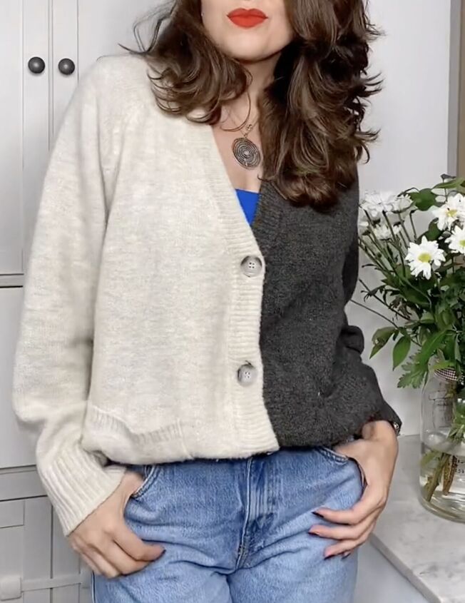 one easy way to crop your cardigan without cutting it