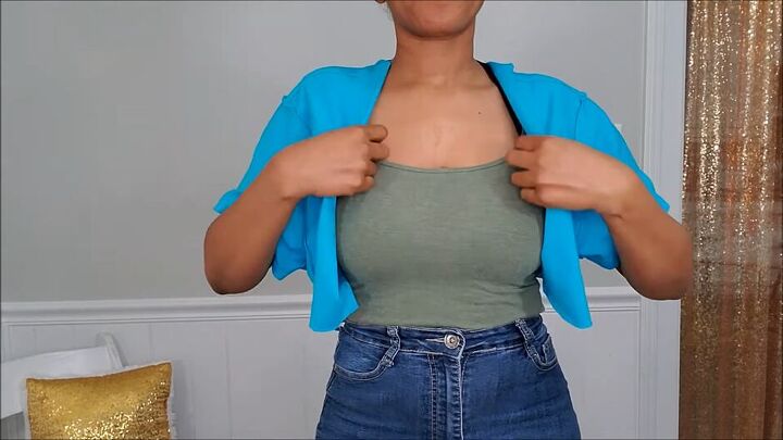 how to make a stylish crop top, Putting sleeves on arms
