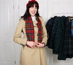elegant and preppy lookbook how to style plaid clothing, How to wear a plaid scarf