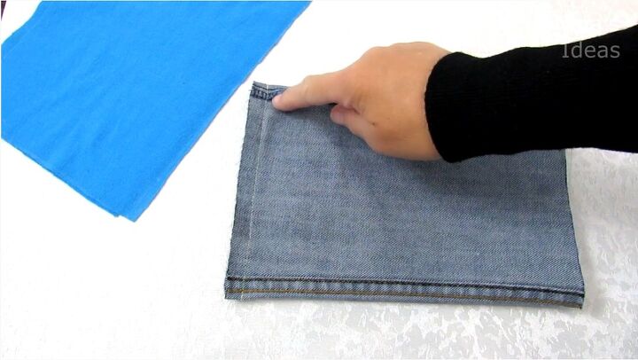 jeans upcycle cute and easy diy belt bag, Denim cut out