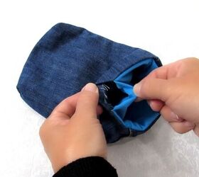 jeans upcycle cute and easy diy belt bag, Sewing the gap