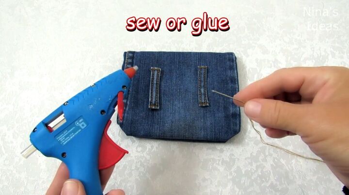 jeans upcycle cute and easy diy belt bag, Adding belt loops