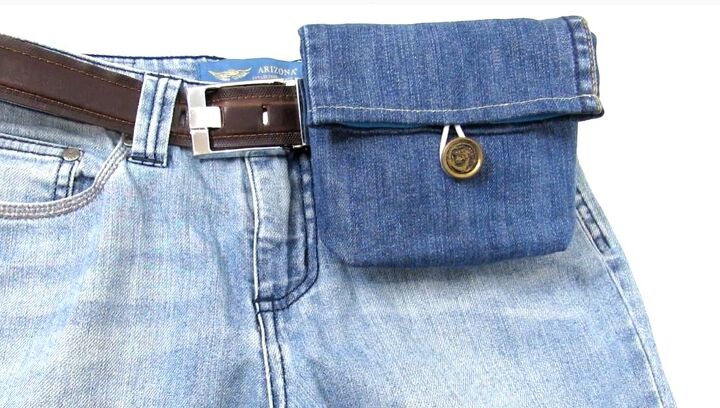 jeans upcycle cute and easy diy belt bag, Completed DIY belt bag