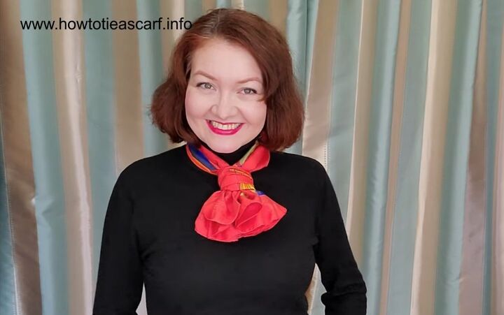 3 classy ways to wear a scarf with a turtleneck, Bellflower scarf