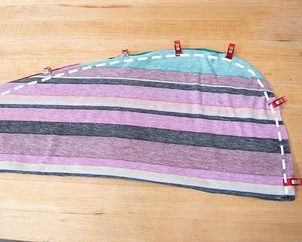 how to make a hair towel wrap with this free pattern, hair towel wrap pieces clipped together for sewing