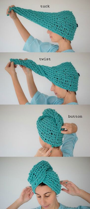 knitting pattern after shower hair turban, How to usespa head wrap microfibre towel