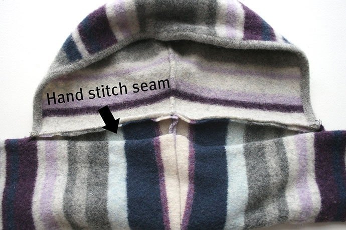 diy hooded scarf from an old sweater, how to make a scarf with hood sewinginstructions