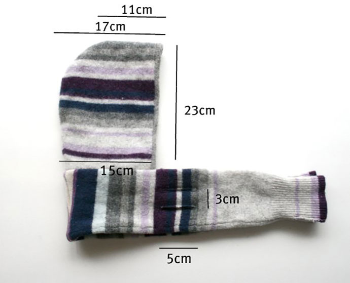 diy hooded scarf from an old sweater, child size hoode scarf measurements