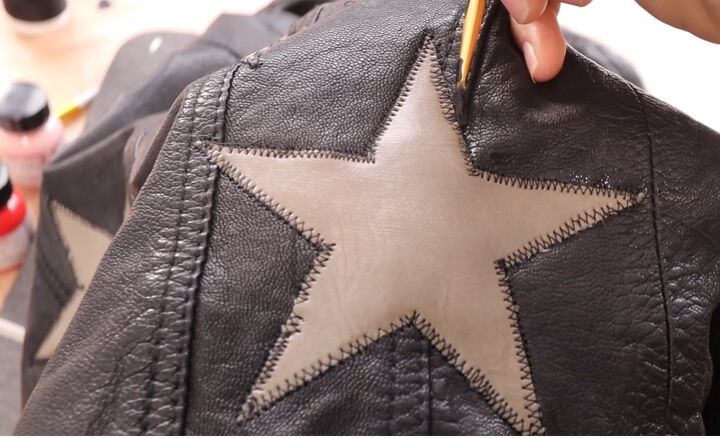 upcycling old jackets into awesome free people dupes, Stars sewn onto Free People dupe jacket