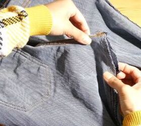 how to upcycle low waisted jeans into high waisted jeans, Matching sides
