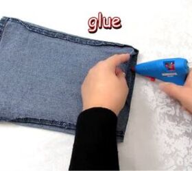 how to make a purse out of jeans in 4 super cute and easy ways, Gluing open side closed