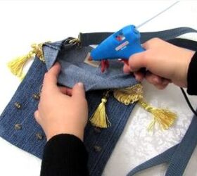 how to make a purse out of jeans in 4 super cute and easy ways, Attaching velcro