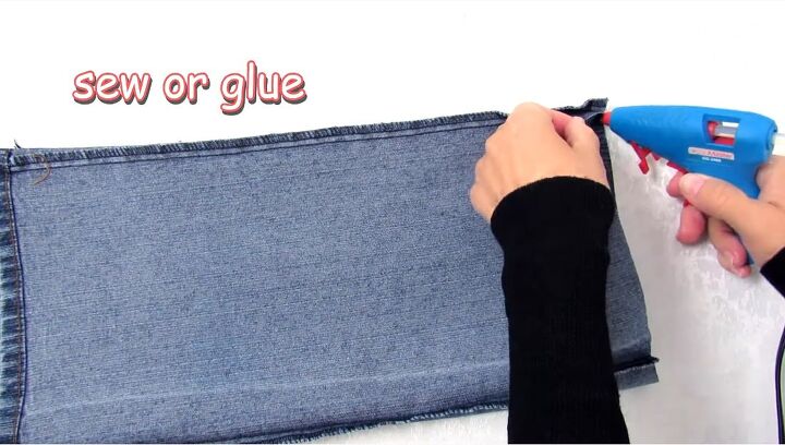 how to make a purse out of jeans in 4 super cute and easy ways, Gluing end closed