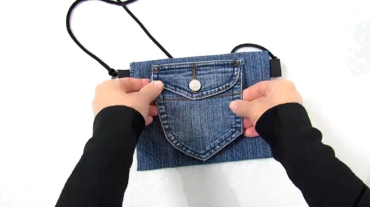 how to make a purse out of jeans in 4 super cute and easy ways, Attaching pocket