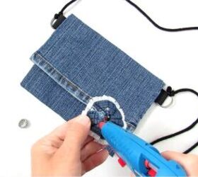 how to make a purse out of jeans in 4 super cute and easy ways, Attaching rosette decoration