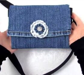 how to make a purse out of jeans in 4 super cute and easy ways, DIY rosette denim purse