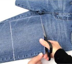 how to make a purse out of jeans in 4 super cute and easy ways, Cutting jeans
