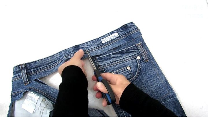 how to make a purse out of jeans in 4 super cute and easy ways, Cutting jeans