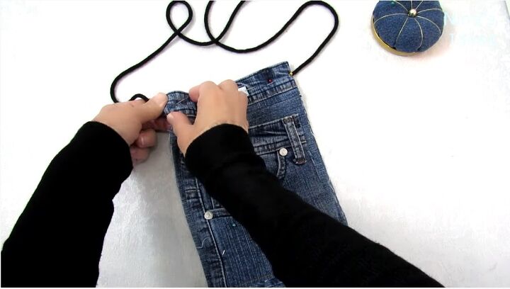 how to make a purse out of jeans in 4 super cute and easy ways, Adding a handle
