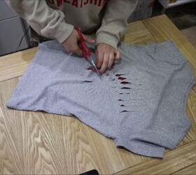 how to create an awesome diy fossil t shirt, Scaling the slits down in size