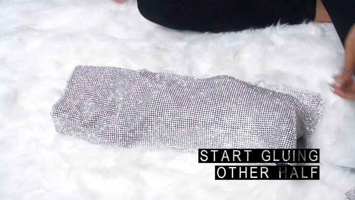 how to diy beautiful ysl inspired crystal boots, Gluing second piece
