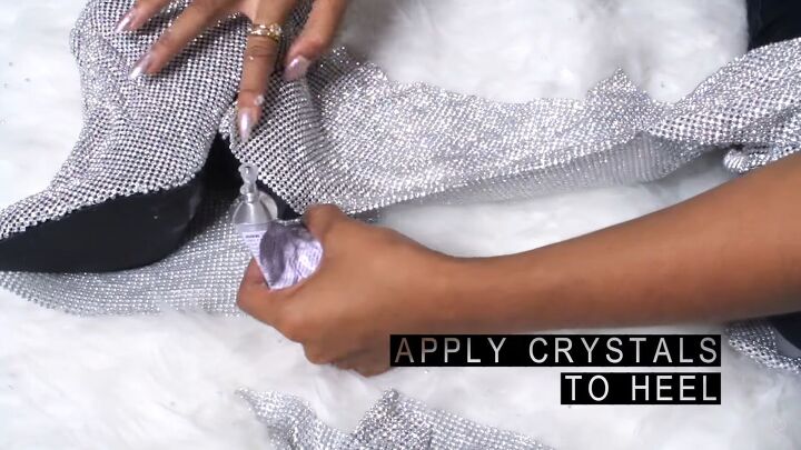 how to diy beautiful ysl inspired crystal boots, Covering the heel