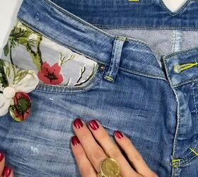 fun upcycle tutorial how to embroider old jeans, Completed flower detail