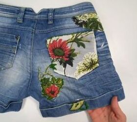 fun upcycle tutorial how to embroider old jeans, Adding DIY flower patches