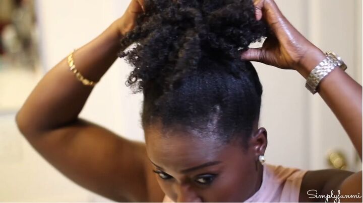 how to style your hair into a sleek bun, Tying hair up