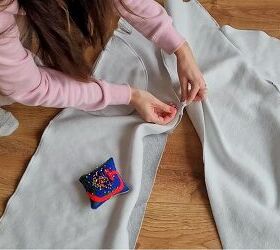how to diy cute and comfy wide leg joggers, Sewing inside legs closed