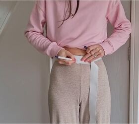 how to diy cute and comfy wide leg joggers, Marking elastic