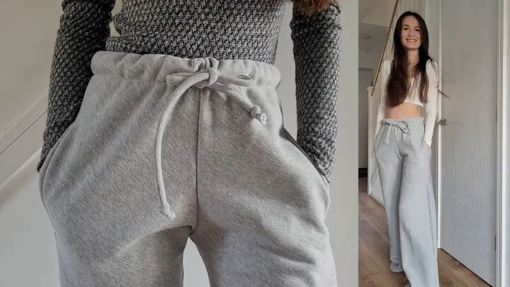 how to diy cute and comfy wide leg joggers, Completed DIY wide leg joggers