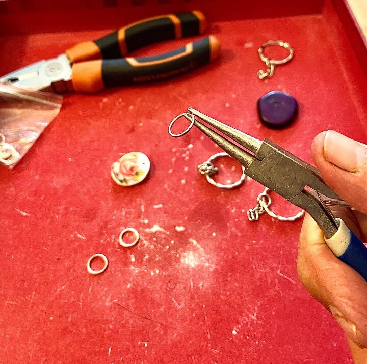 how to make a pair of pretty earrings from old broken mug, Wheeled tile nippers and jump ring