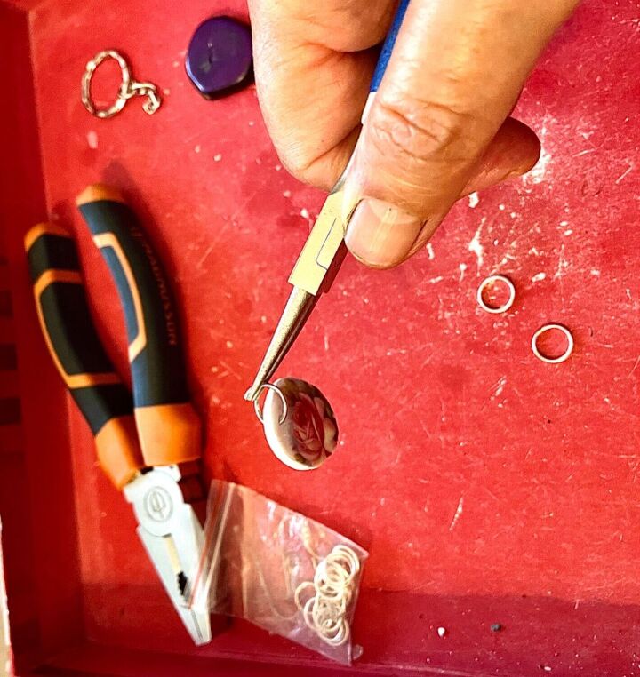 how to make a gorgeous pair of ceramic earrings from old broken mug, Add a jump ring using pliers