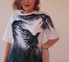 how to diy last minute halloween t shirts, Completed DIY Halloween t shirt Dark crows
