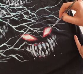 how to diy last minute halloween t shirts, Covering the monsters with branches